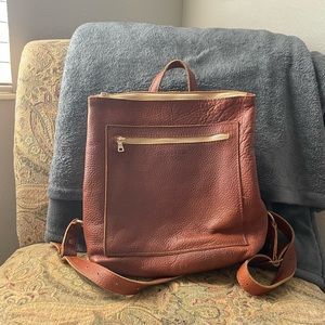 Portland Leather Tote Backpack in Nutmeg
